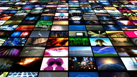 Massive Video Wall of Hundreds of Diverse Clips, Thumbnails, Loops Video stock 322147941