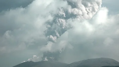 Massive Volcanic Eruption And Huge Ash C... | Stock Video | Pond5