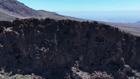 Massive Volcanic Mountain with Ancient Cave System – Gran Canaria Stock Footage 310146458