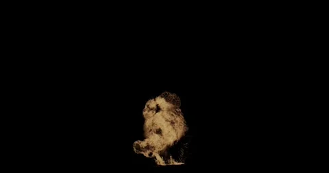 Massive Volumetric Fire Explosion with Billowing Black Smoke VFX Overlay Against Stock Footage 333190388