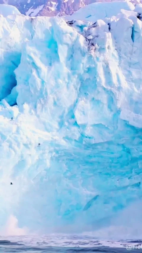Massive Wall of Ancient Blue Glacier Ice Stock Footage 331505114