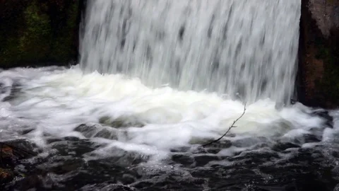 Massive Water Flow From Waterfall Stock Footage 76939988