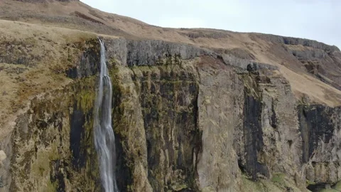 Massive Waterfall Cliff in Iceland Stock Footage 154428828