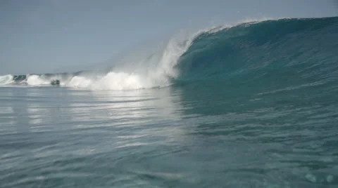 Massive wave breaking on tahitian reef Stock Footage 68045557