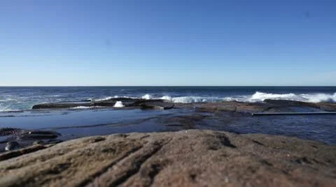 Massive wave splash on rocks Stock Footage 9444957
