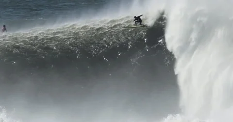 Massive Wave Surfer Wipeout Stock Footage 262036010