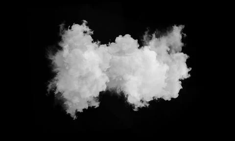 Massive white cloud structure isolated on deep black background asset 写真素材