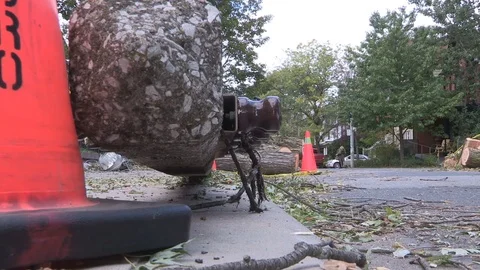 Massive wind and thunder storm causes  destruction and damage in city of Toronto Stock Footage 81157072