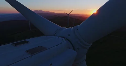 Massive Wind Energy Transformer Generator Close Up Aerial Shot Point Of View Stock Footage 289414168