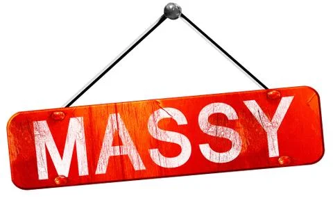 Massy, 3D rendering, a red hanging sign Stock Illustration