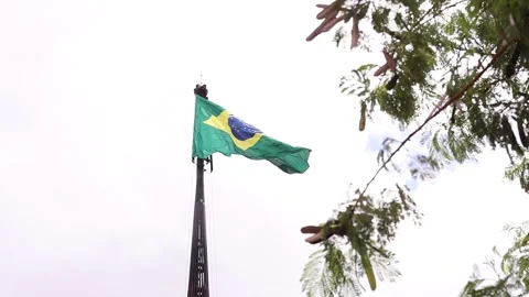 Mast and pavilion of the square of the three powers in Brasilia's city - Brazil. Stock Footage 166403599