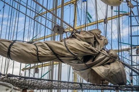 Mast historic sailing ship, close-up Stock Photos