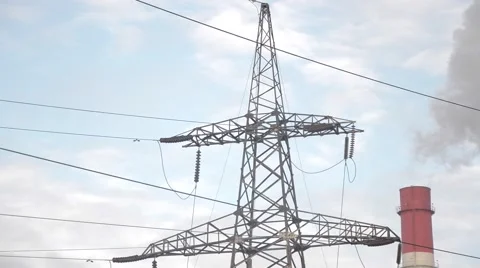Mast power lines Stock Footage 56482327
