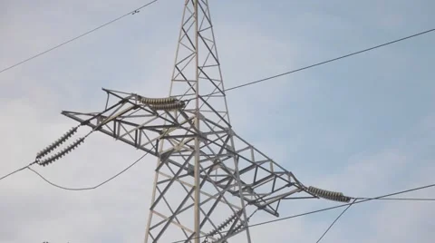 Mast power lines Stock Footage 56482376