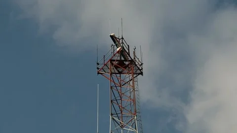 Mast of the radar station Video stock 132690417