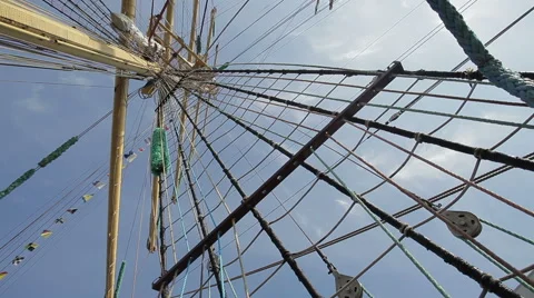 Mast  of sailing ship withmaritime flags Video stock 61626552