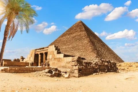 Mastaba of Seshemnefer IV and the Pyramid of Cheops, Egypt, Giza Stock Photos