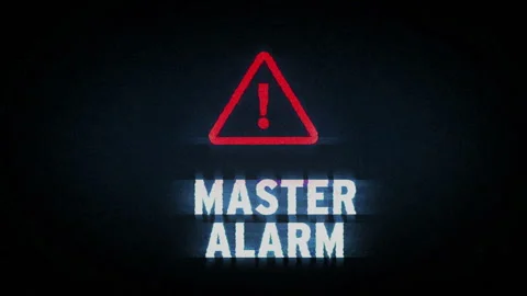 Master Alarm symbol on analog screen VHS style Stock Footage 289668133