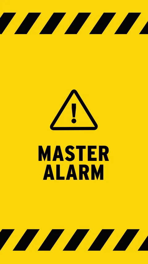 Master Alarm symbol on yellow background screen vertical Stock Footage 289728666