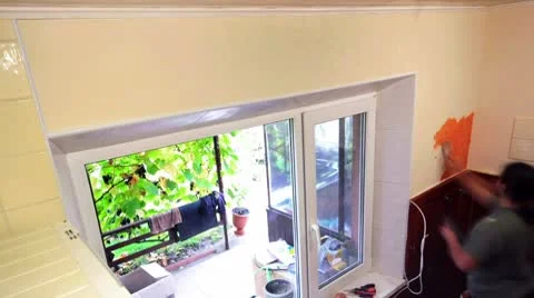 Master applies colored wax on ornamental plaster. Timelapse. Stock Footage