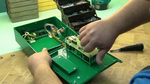 The master assembles the junction box Stock Footage 157758644