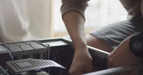 Master assembling personal computer Stock Footage 304443495