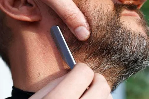 Master barber shears beard man Stock Photos