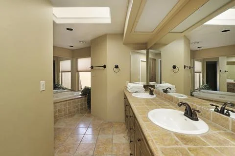 Master bath with marble counter Stock Photos