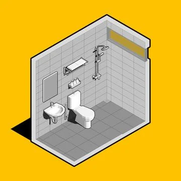 Master Bathroom Isometric Illustration Stock Illustration