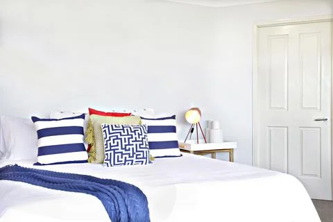 Master bed including modern look Stock Photos