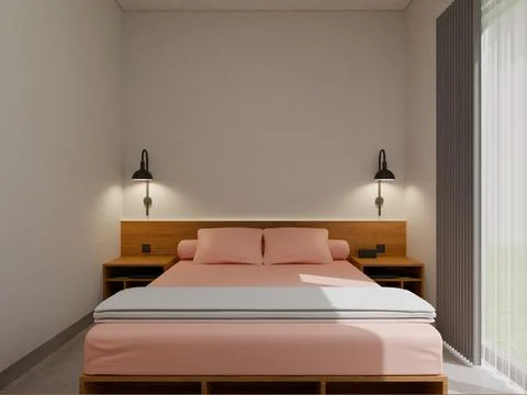 Master Bedroom 3D Render Illustration Illustrazione stock