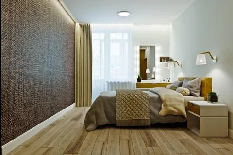 Master bedroom with dressing room in a modern style Stock Illustration