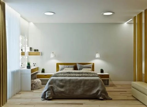 Master bedroom with dressing room in a modern style Stock Illustration
