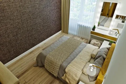 Master bedroom with dressing room in a modern style Stock Illustration