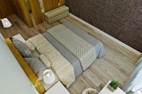 Master bedroom with dressing room in a modern style Stock Illustration