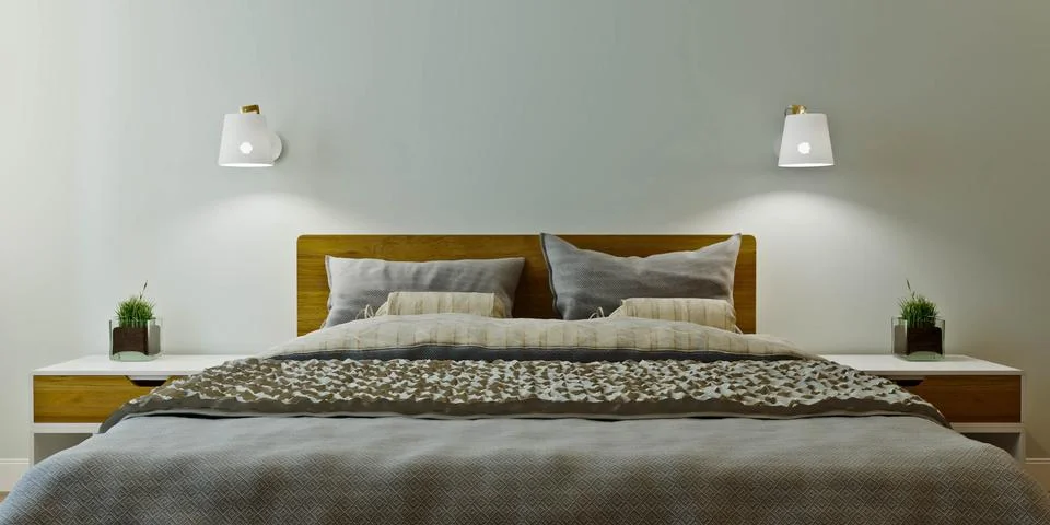 Master bedroom with dressing room in a modern style Stock Illustration
