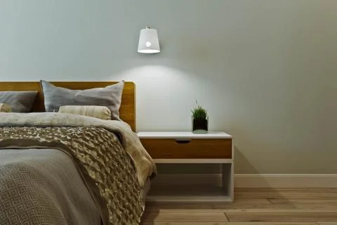 Master bedroom with dressing room in a modern style Stock Illustration