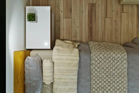Master bedroom with dressing room in a modern style Stock Illustration