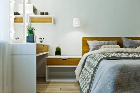 Master bedroom with dressing room in a modern style Stock Illustration