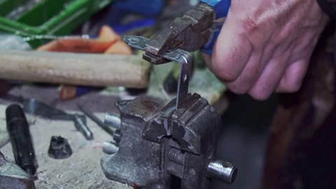Master bends and aligns the metal corner Stock Footage 102236921