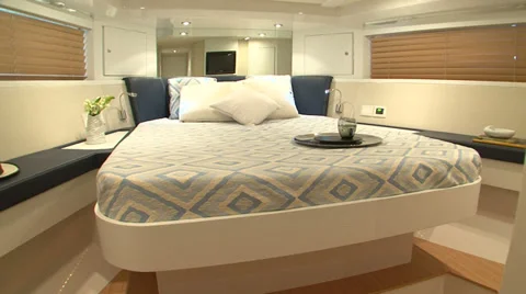 Master cabin on yacht Stock Footage 32212213