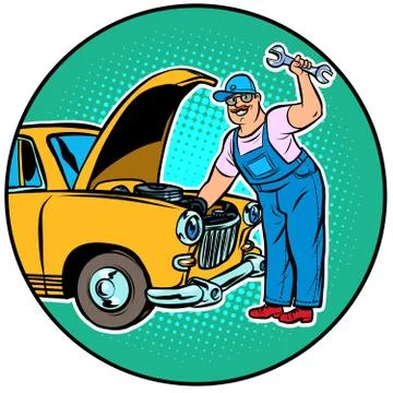 Master car repair Stock Illustration