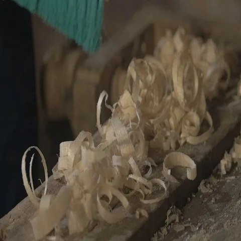 Master carpenter makes basting on the Board with a pencil, draws, craftsman work Stock Footage 69525492