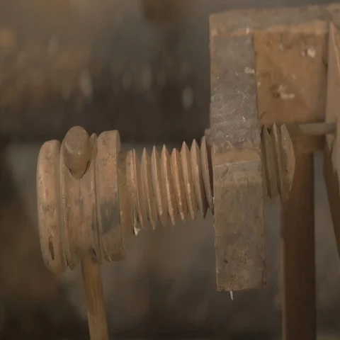 Master carpenter makes basting on the Board with a pencil, draws, craftsman work Stock Footage 69726632