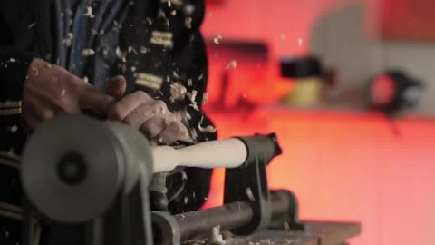 The master carves the product from wood Stock Footage 263114880