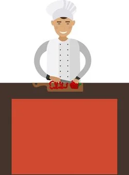 Master chef cooking vector icon isolated on white Stock Illustration