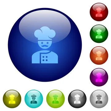 Master chef with glasses and mustache color glass buttons Stock Illustration