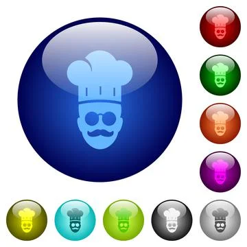 Master chef with glasses and mustache color glass buttons Stock Illustration