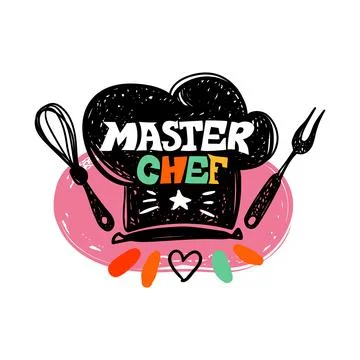 Master chef. Menu emblem. Cafe and fast food restaurant logo. Cooking recipe Stock Illustration
