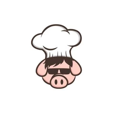 Master chef pig pork bacon theme cartoon Stock Illustration